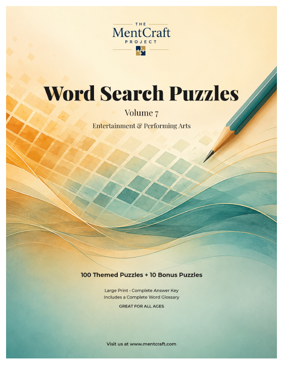Word Search Puzzles, Volume 7: Entertainment & Performing Arts cover